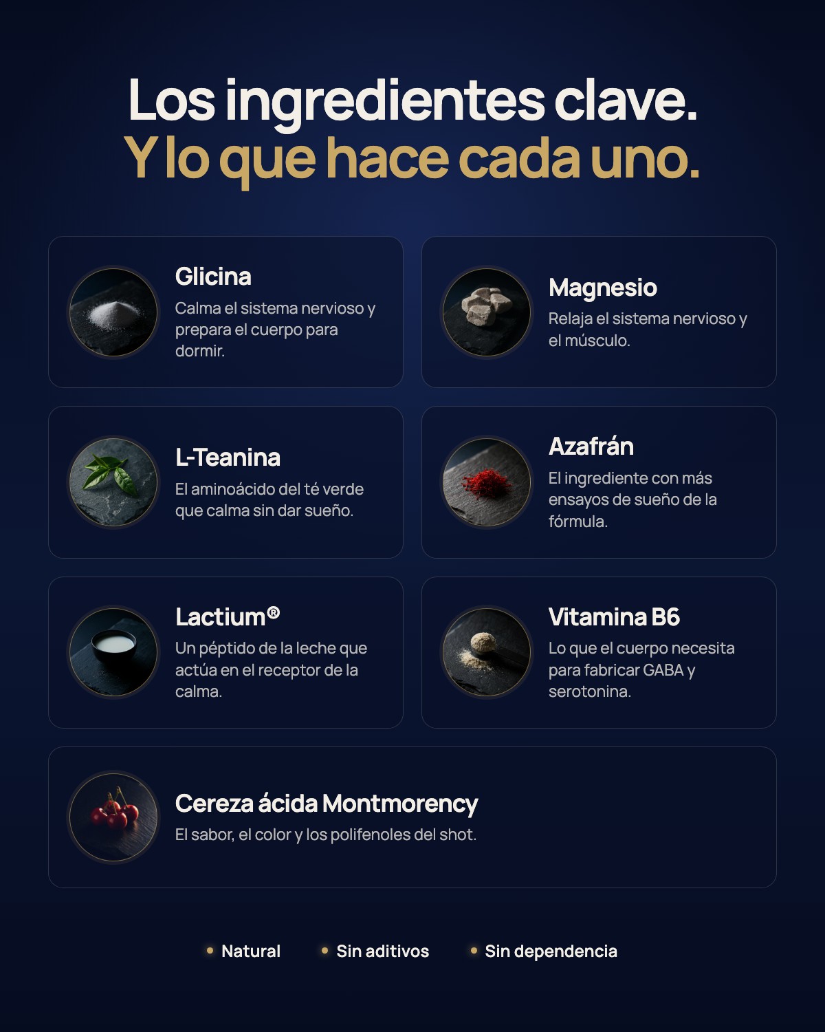 Los ingredientes de Morpheo y lo que hace cada uno